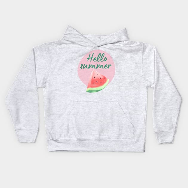 Hello Summer Watermelon Kids Hoodie by Pacific Opal